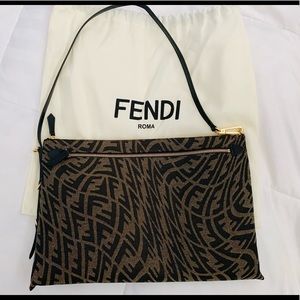 FENDI FF Vertigo Jacquard Clutch Bag with Strap